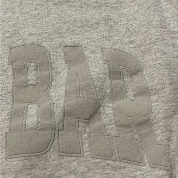 The Bar Varsity Oversized Boyfriend Sweatshirt light Heather Grey Tonal Sz M - Picture 10 of 12